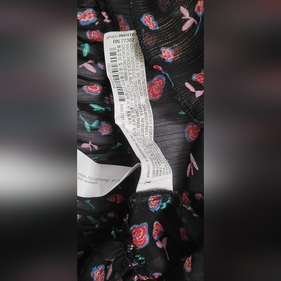 NWOT! Sheer Metallic Women's Zara Spring Peplum Floral Boho Blouse Medium - Picture 9 of 15